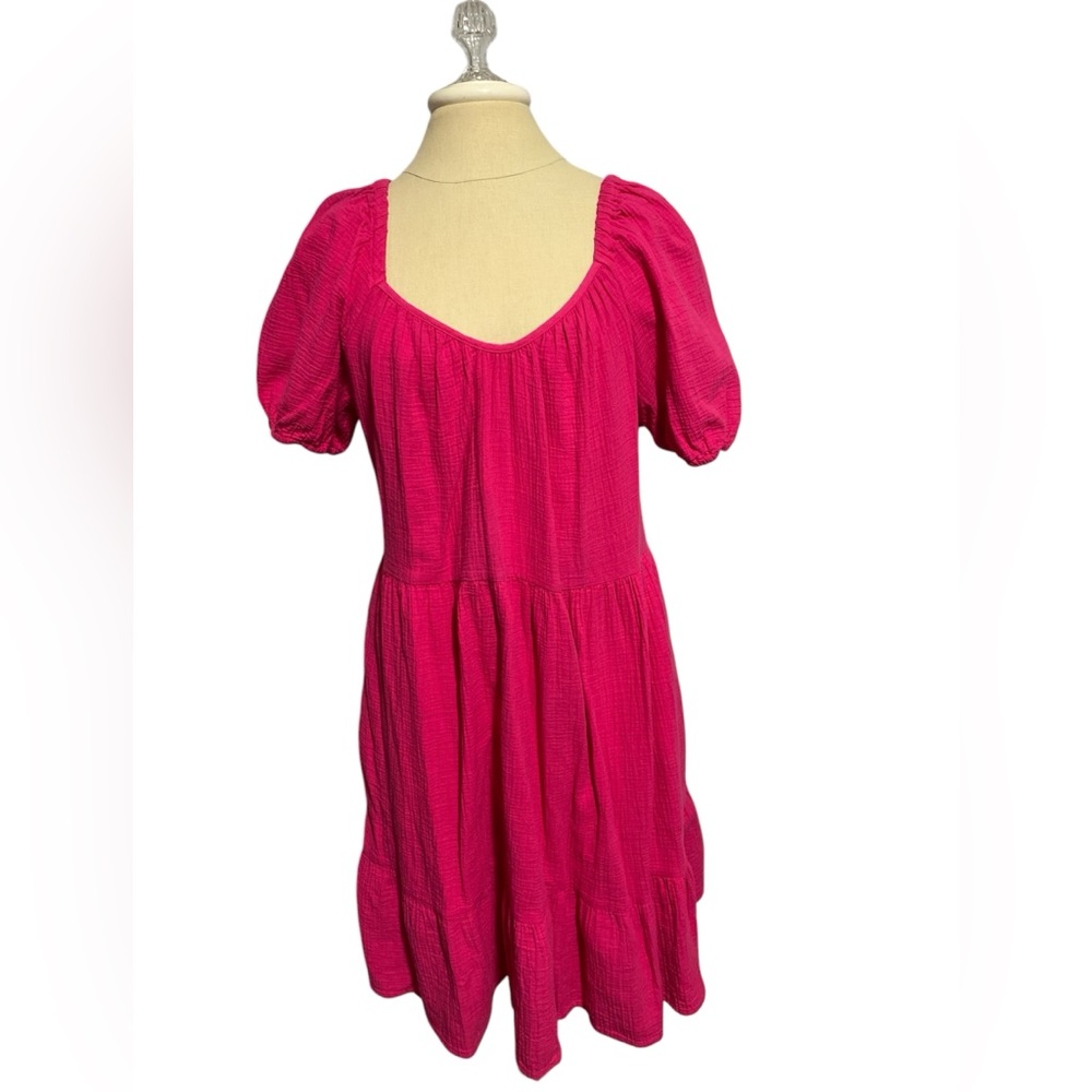 Universal Thread Fuchsia Puff-Sleeve Midi Dress